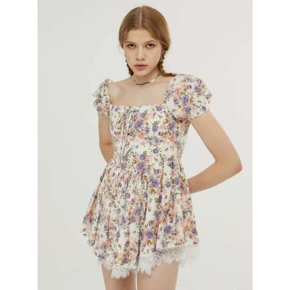 Cider Floral Lace Patchwork Dress NEW M - Picture 2 of 9